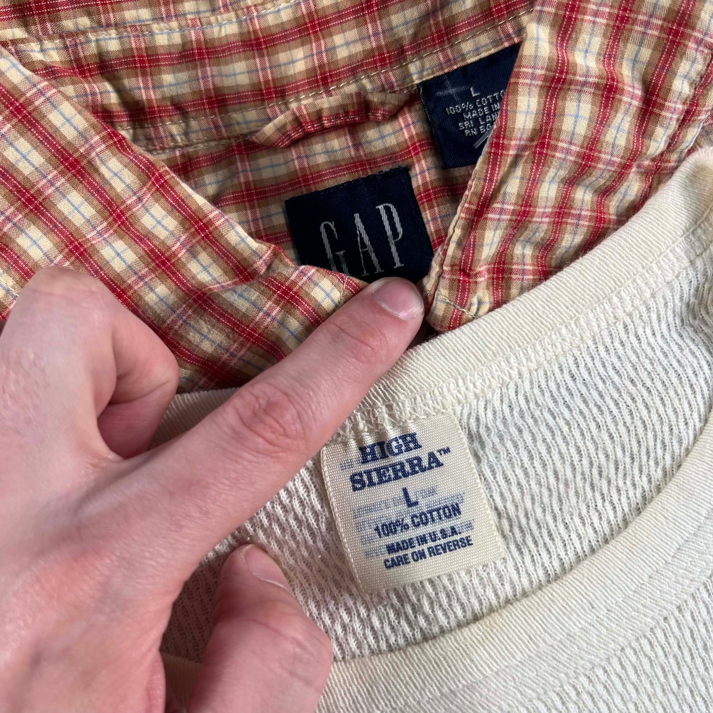 Vintage Gap Cropped Plaid Shirt & Waffle Knit Thermals- SELECT COMBO