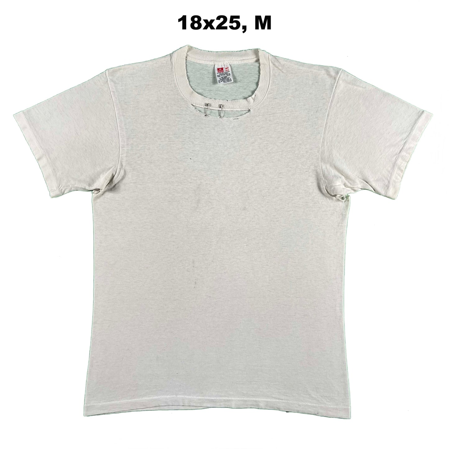 90s Safety Pinned Blank White Tees- SELECT TEE