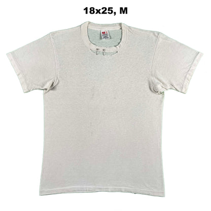 90s Safety Pinned Blank White Tees- SELECT TEE