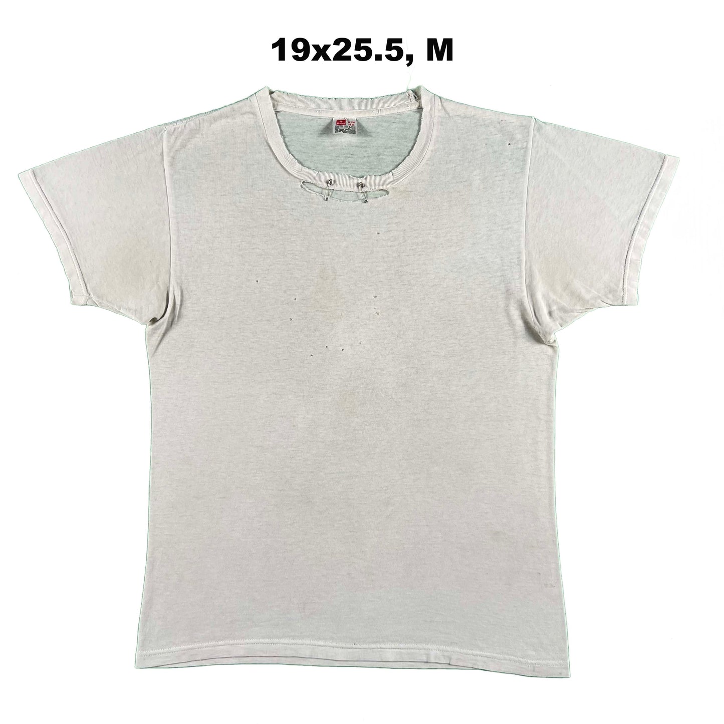 90s Safety Pinned Blank White Tees- SELECT TEE