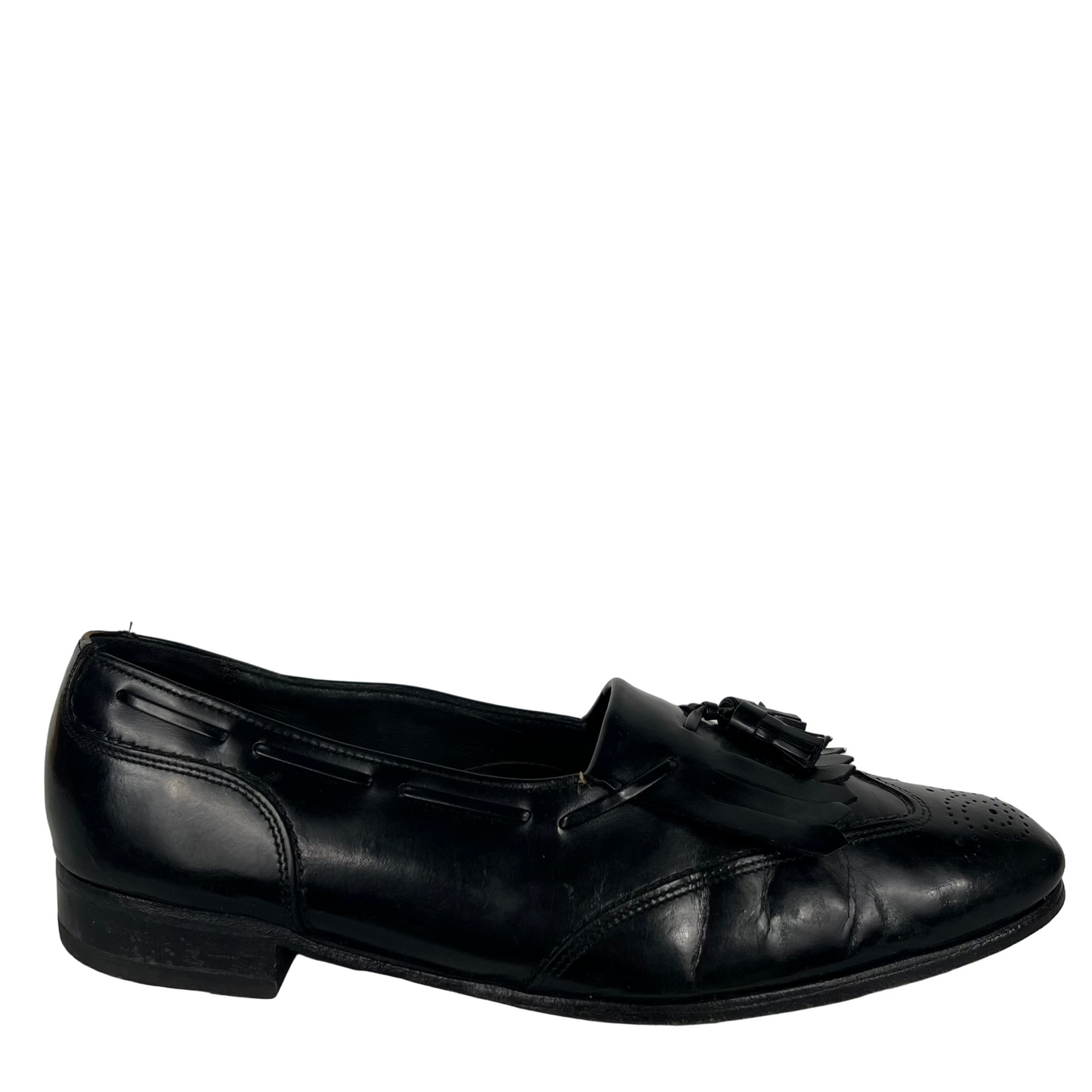 90s Black Leather Tassel Loafers- M's 11, W's 12.5