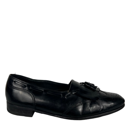 90s Black Leather Tassel Loafers- M's 11, W's 12.5