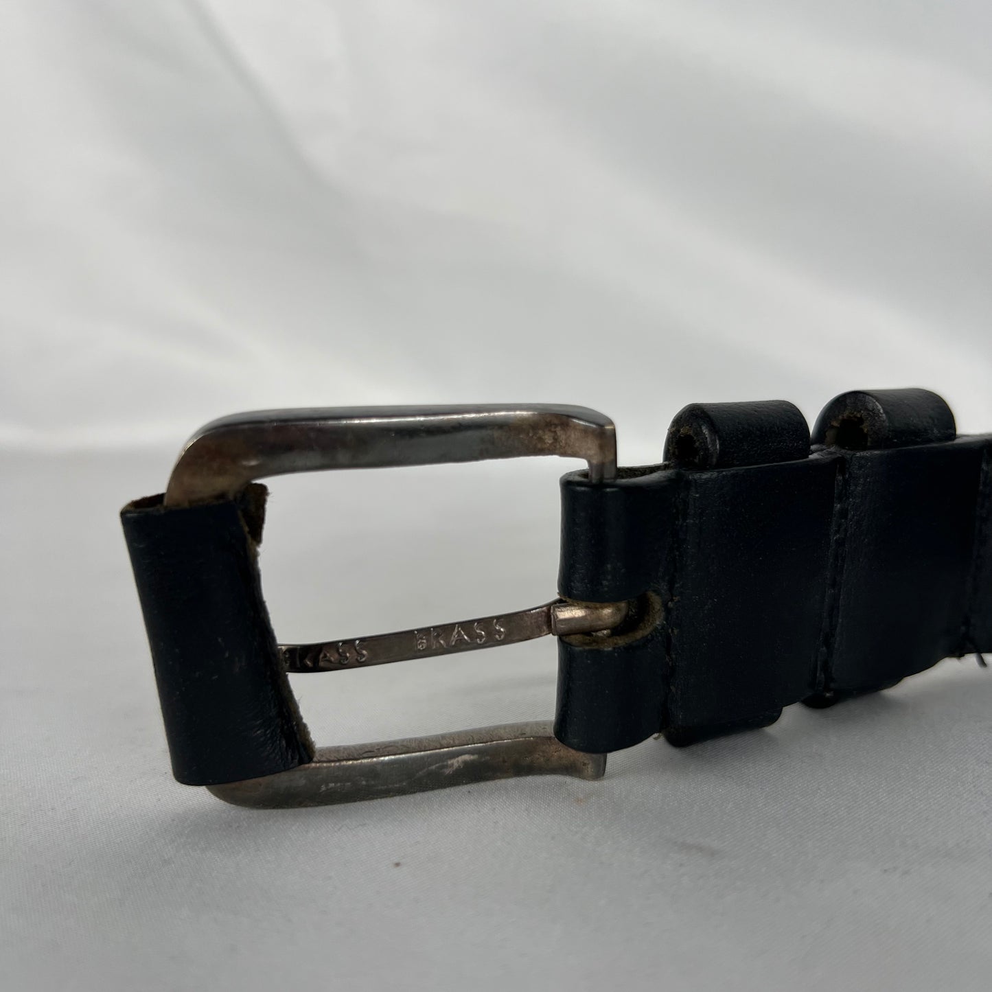 90s Black Leather Belt- S