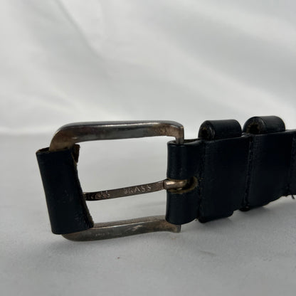 90s Black Leather Belt- S