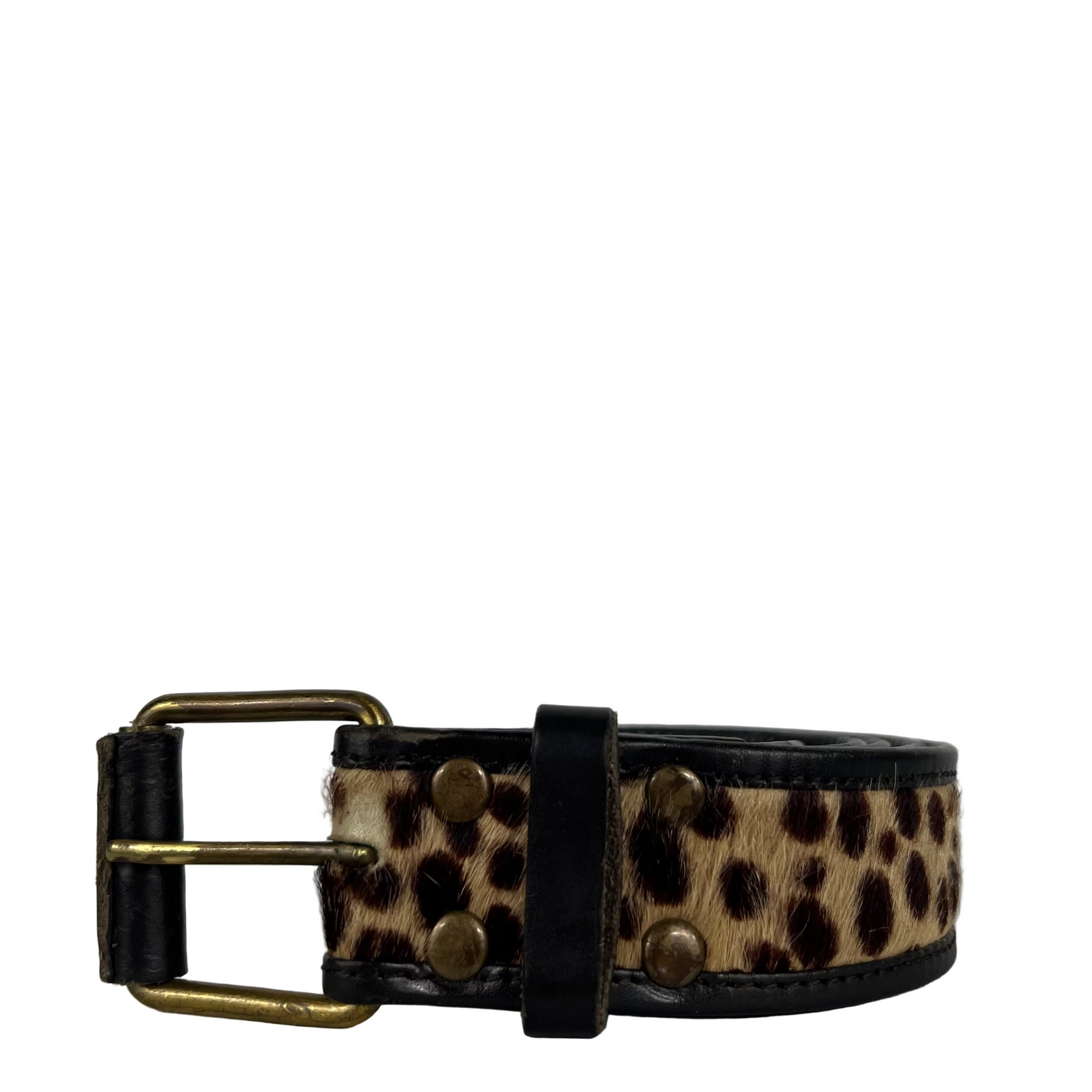 00s Distressed Cheetah Print Hair Leather Belt- M