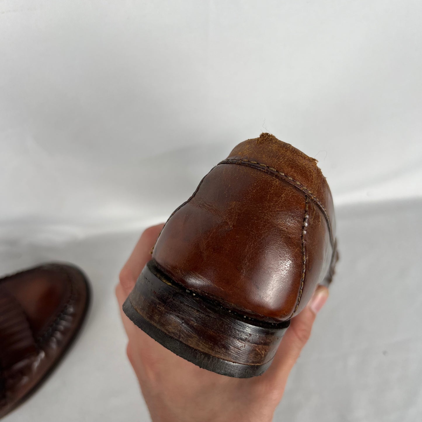 90s Brown Leather Buckle Tassel Loafers- M's 11, W's 12.5