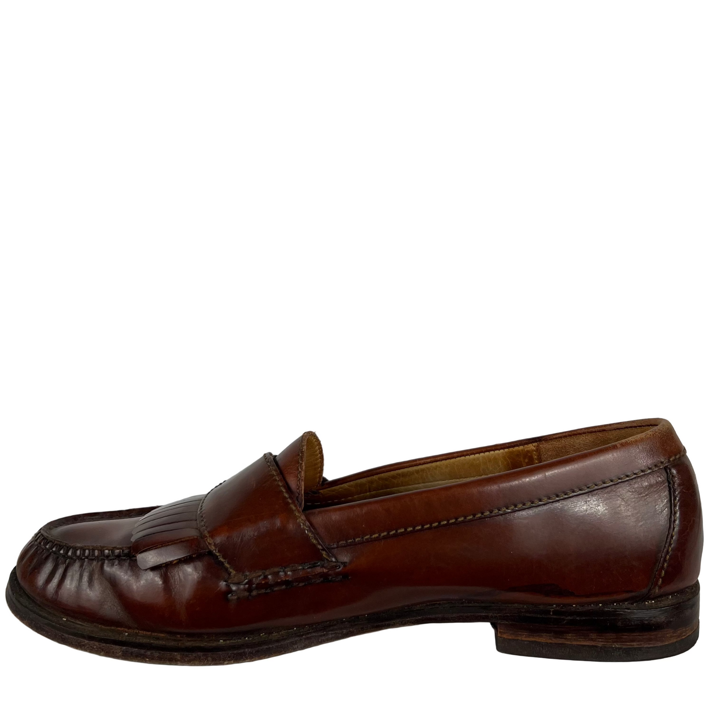 90s Brown Leather Buckle Tassel Loafers- M's 11, W's 12.5