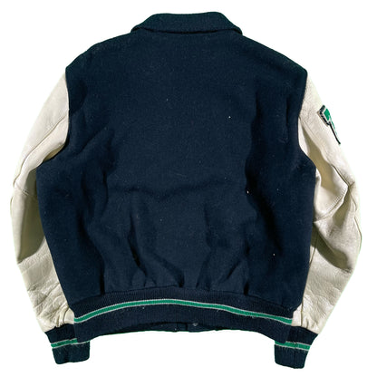 70s Wool Chain Stitch Varsity Jacket- L