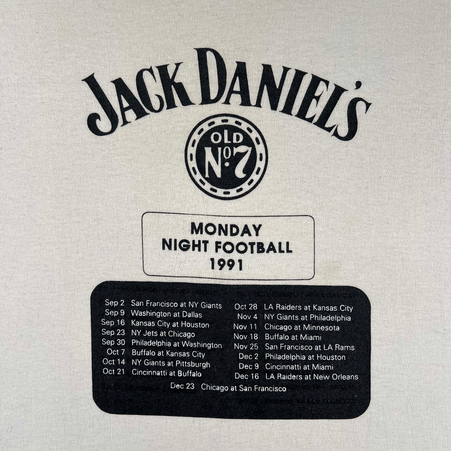 1991 Jack Daniel's Monday Night Football Tee- L