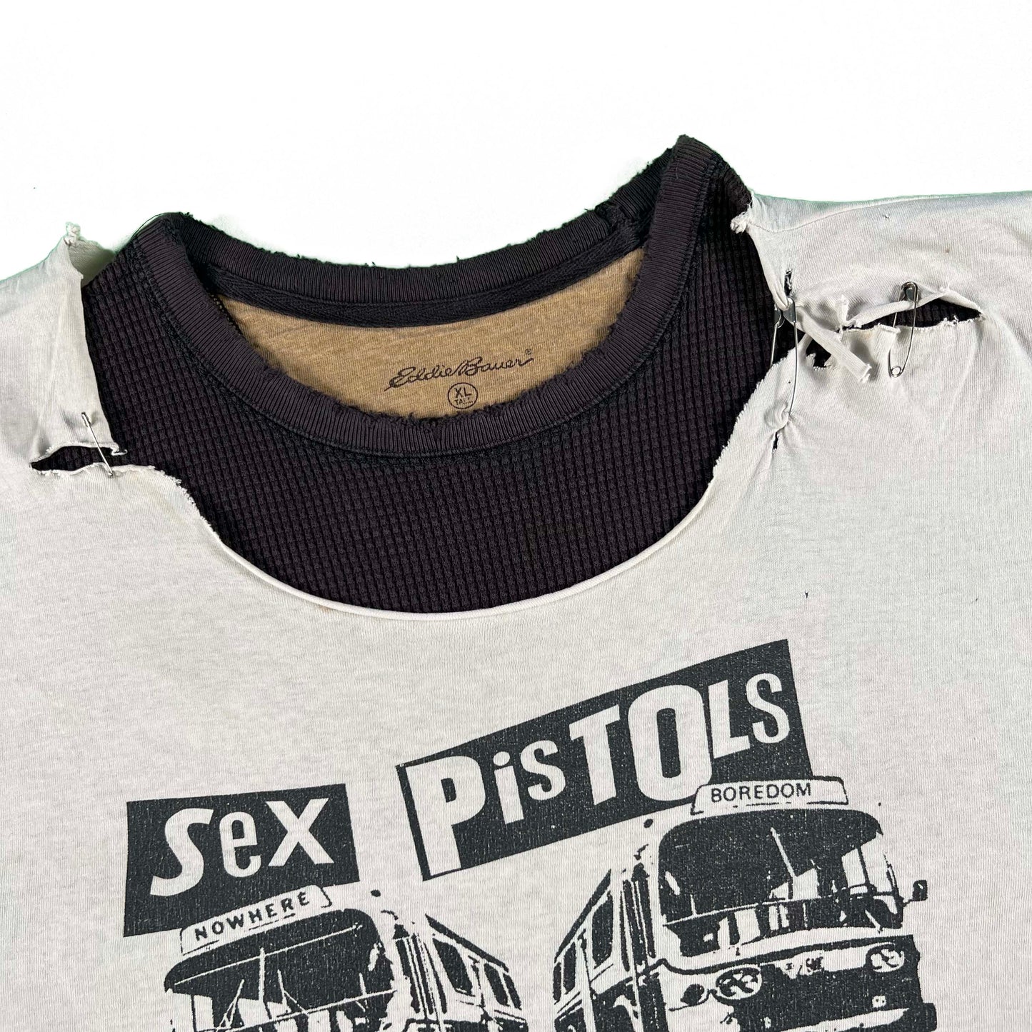 80s Sex Pistols Chop Tee & Waffle Knit Thermal- XL