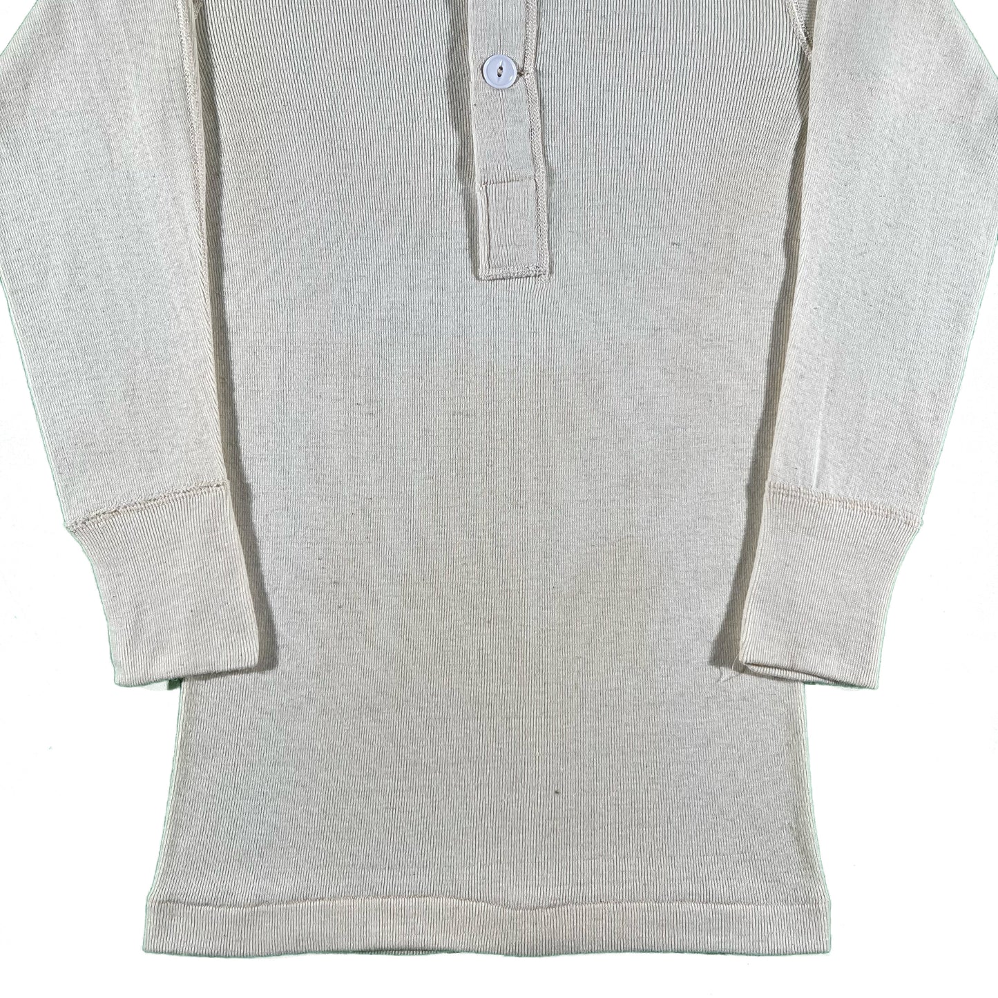 80s Cream Military Henley Thermal- XS