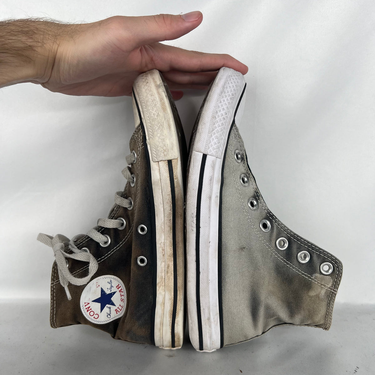 Sun Faded Black High Top Converse- M's 5.5, W's 7