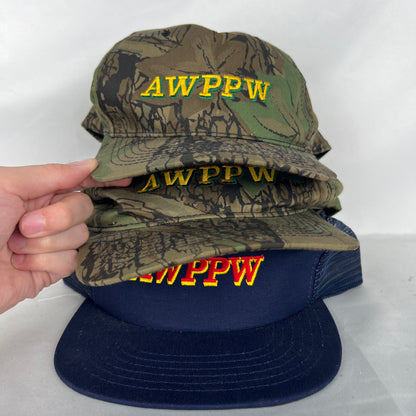 80s/90s AWPPW Navy & Camo Trucker Hats- SELECT HAT