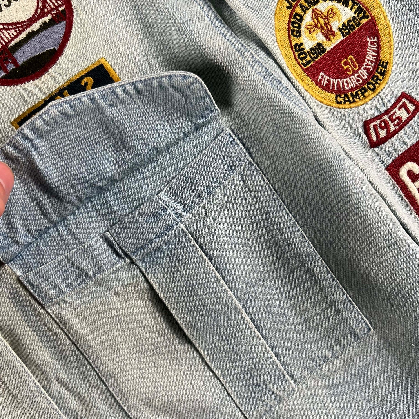 90s/00s Boy Scouts Denim Button Up Shirt by Cambridge Co.- S
