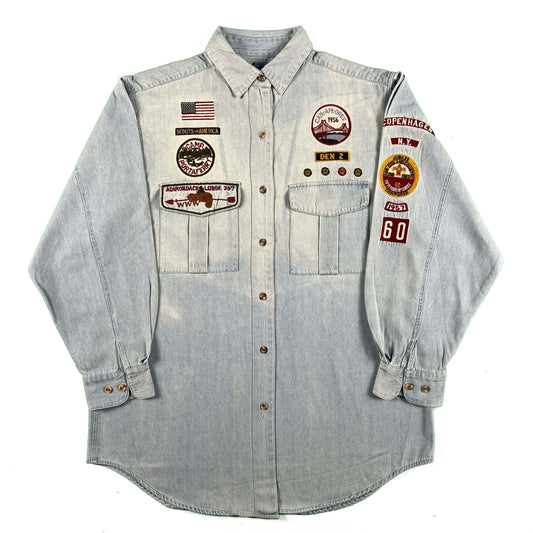 90s/00s Boy Scouts Denim Button Up Shirt by Cambridge Co.- S