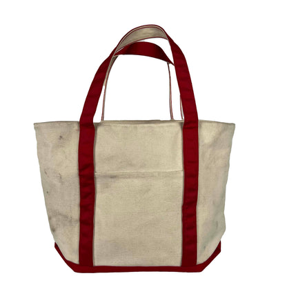 Cream and Red Heavy Duty z/u Canvas Tote Bag