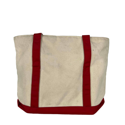 Cream and Red Heavy Duty z/u Canvas Tote Bag