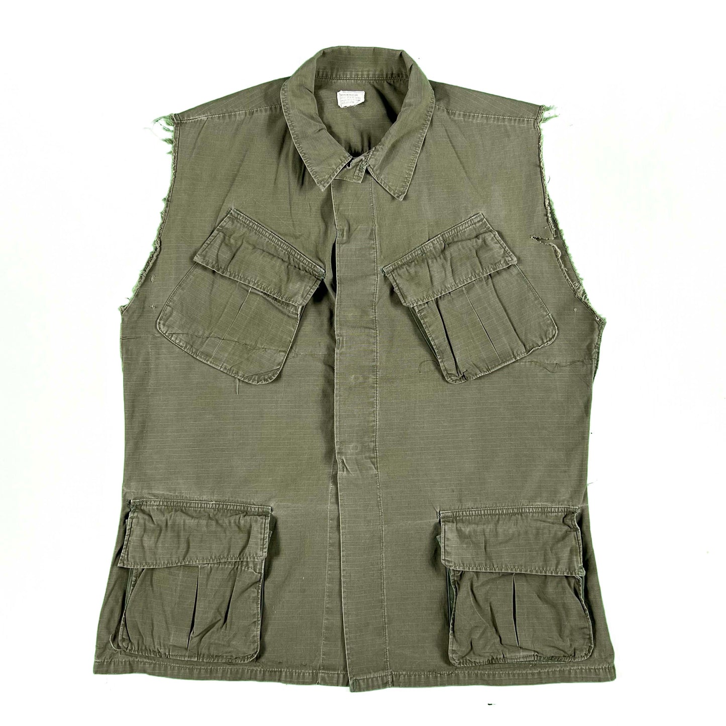 60s US Army Slant Pocket Poplin Army Sleeveless Jacket- M