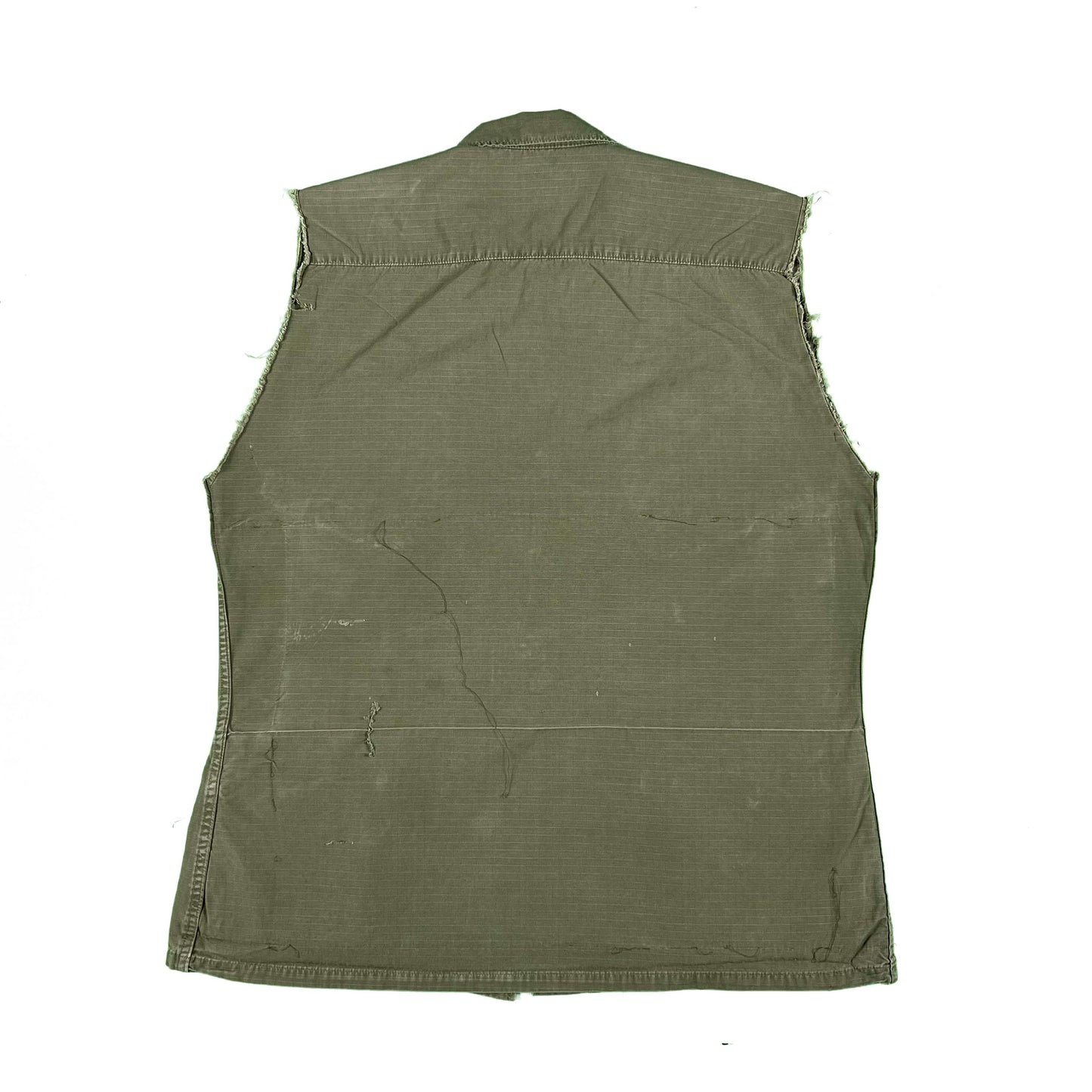 60s US Army Slant Pocket Poplin Army Sleeveless Jacket- M