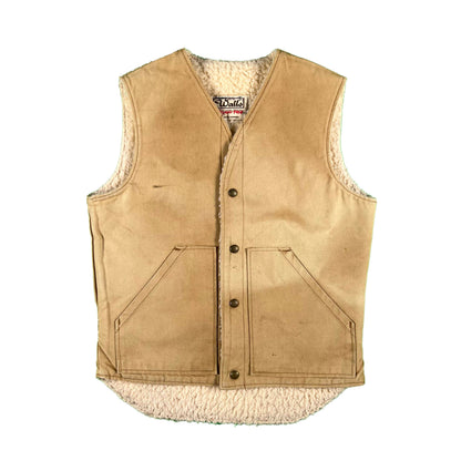 80s Sun Faded Walls Canvas Sherpa Lined Vest- S