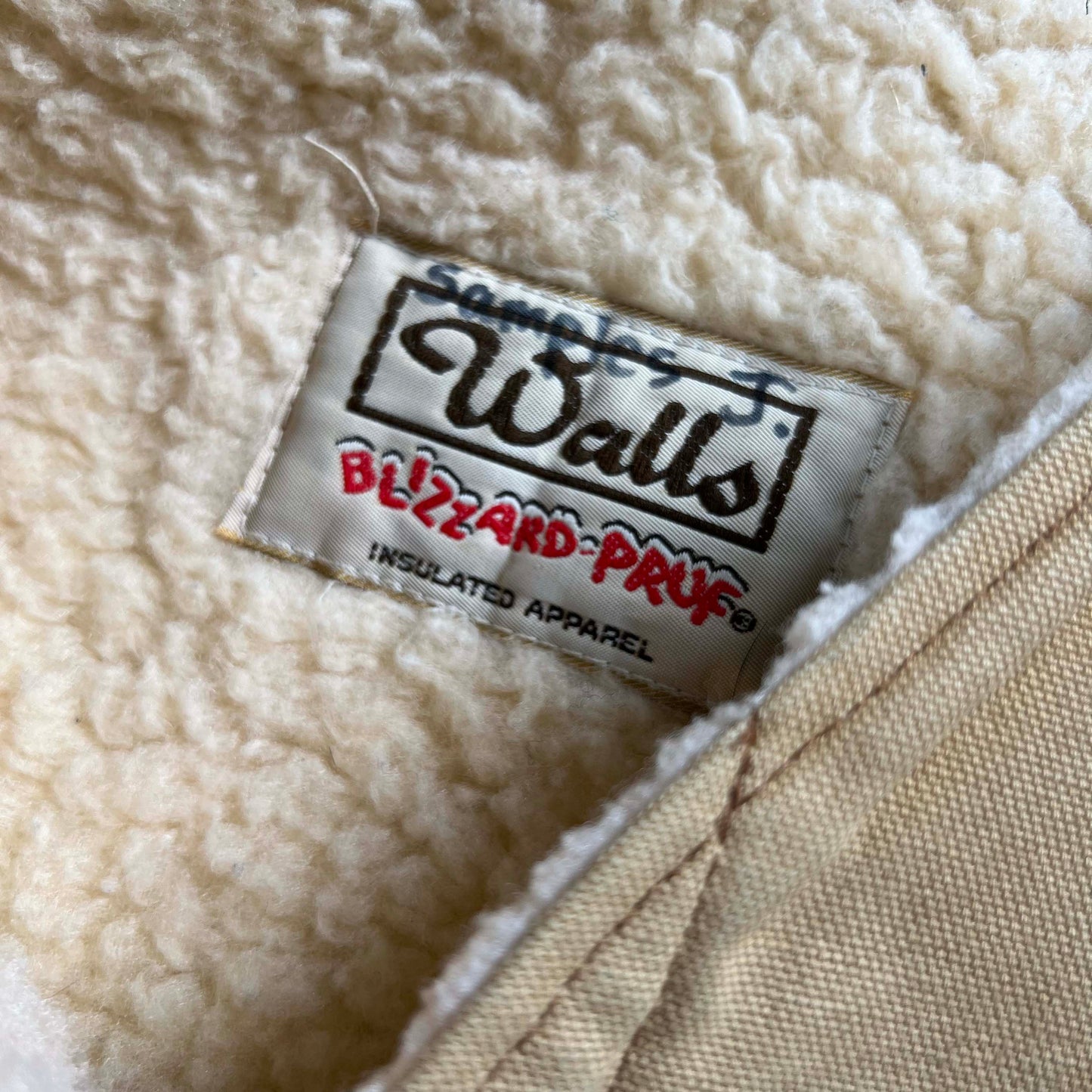 80s Sun Faded Walls Canvas Sherpa Lined Vest- S
