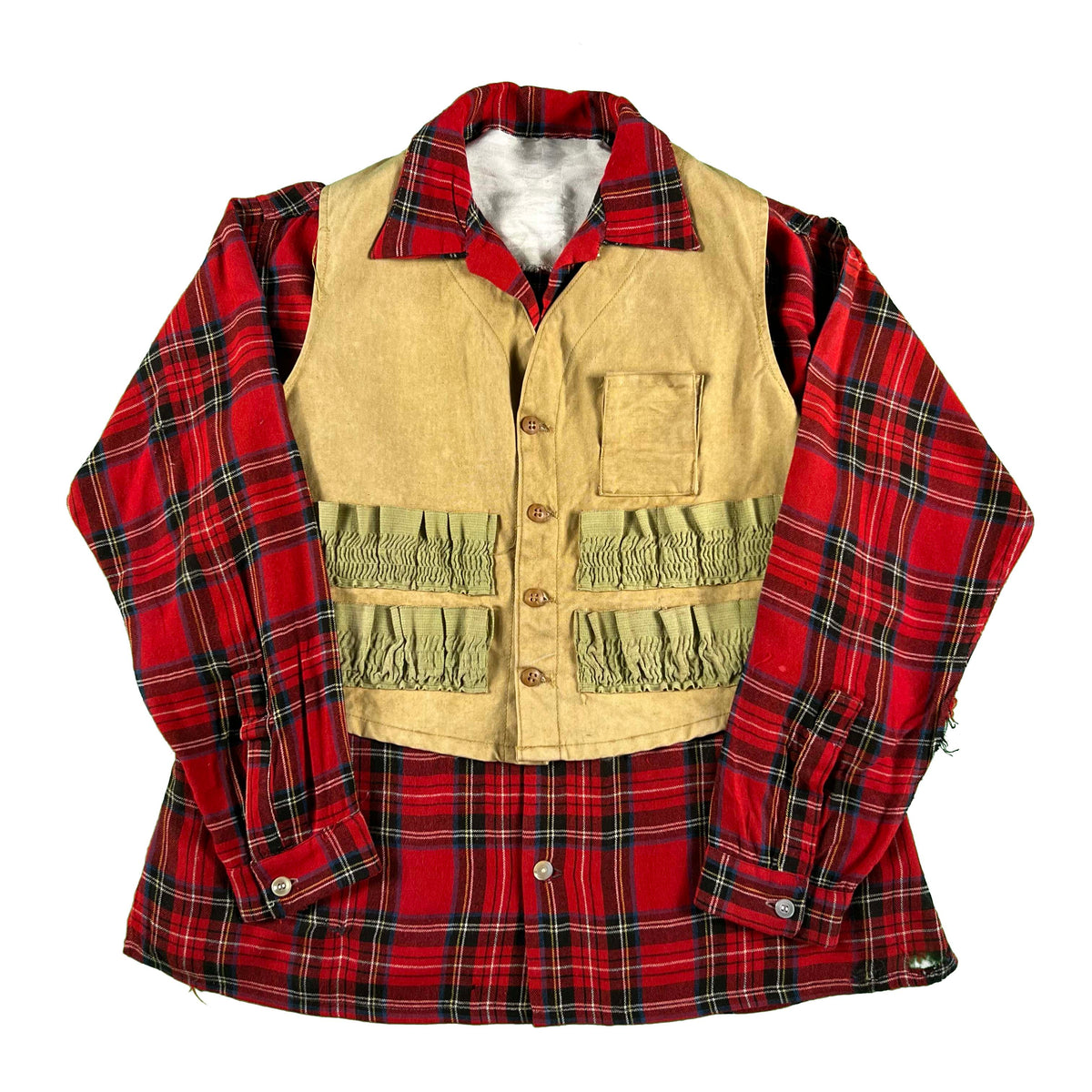 40s/50s 'American Field' Hunting Vest + Red Plaid Flannel- XL