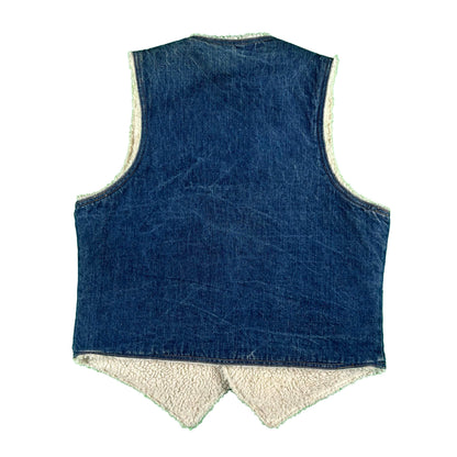 70s Levi's Orange Tab Denim Sherpa Lined Vest- M & L