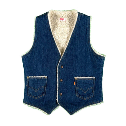 70s Levi's Orange Tab Denim Sherpa Lined Vest- M & L