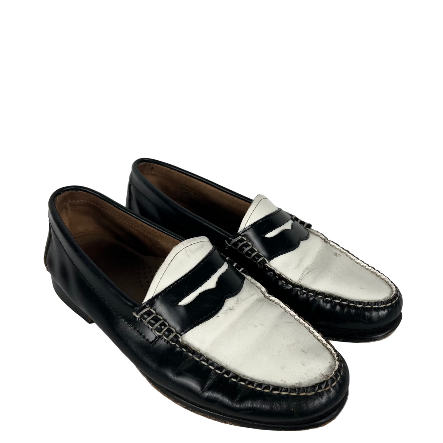 00s Black & White Leather Weejuns Loafers- M's 8.5, W's 10