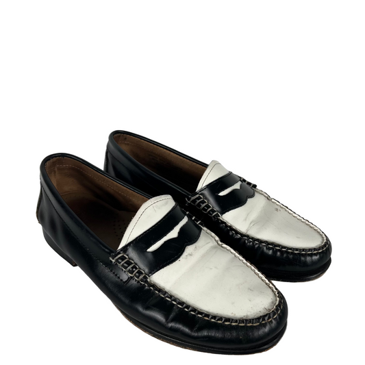 00s Black & White Leather Weejuns Loafers- M's 8.5, W's 10