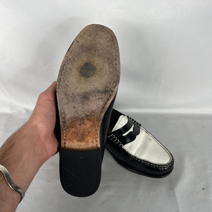 00s Black & White Leather Weejuns Loafers- M's 8.5, W's 10
