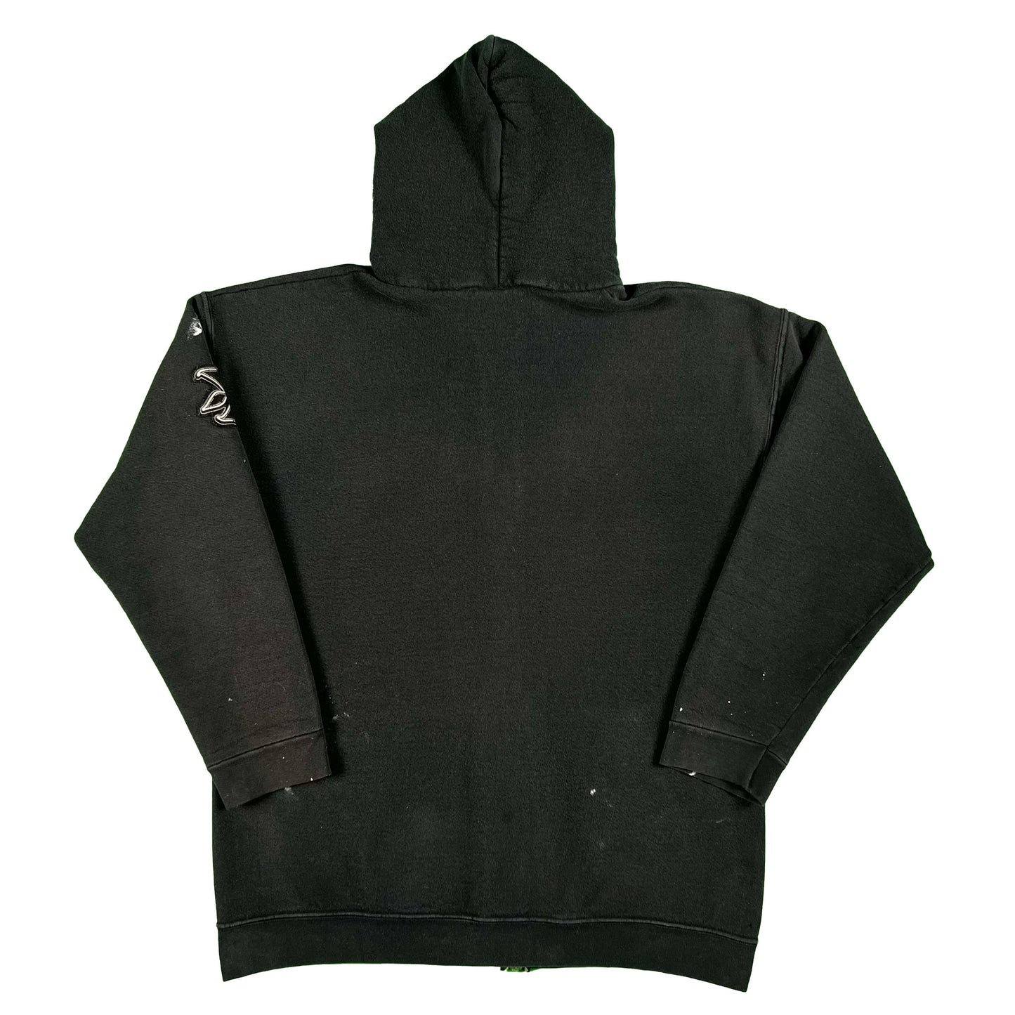 90s 'Savier' Black Zip Up Hoodie- L