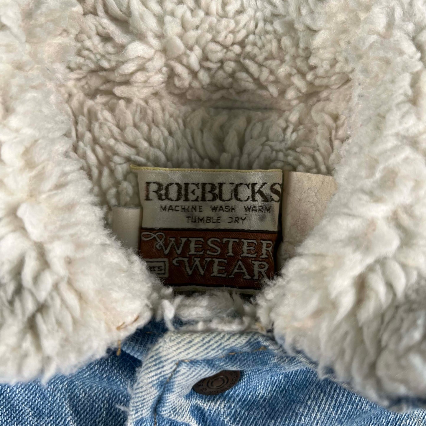 70s Roebucks Sherpa Lined Denim Jacket- M