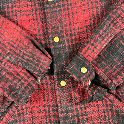 50s Penney's Thrashed Buffalo Plaid Wool Jacket- L