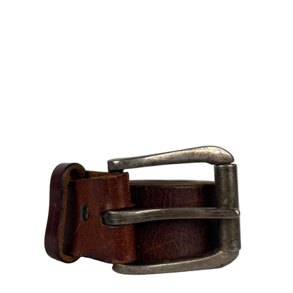 70s Patina Brown Leather Belt- 30"-34"