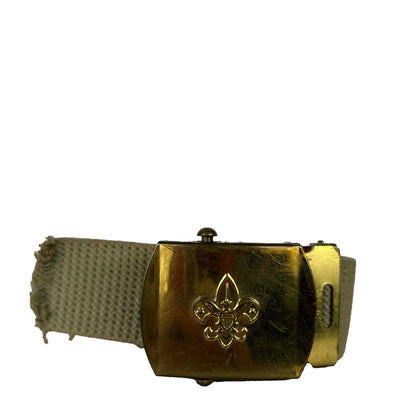 80s Boy Scouts Brass Buckle Belt- ONE SIZE