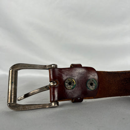 70s Patina Brown Leather Belt- 30"-34"