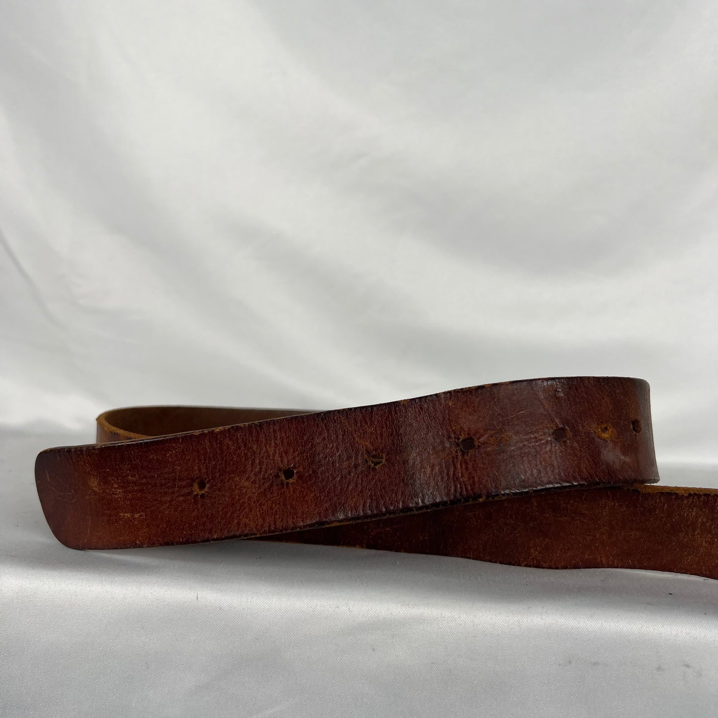 70s Patina Brown Leather Belt- 30"-34"
