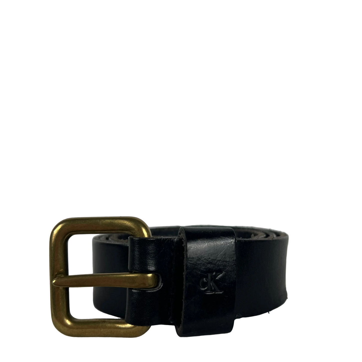 00s Calvin Klein Black Leather Belt- 26"-30"