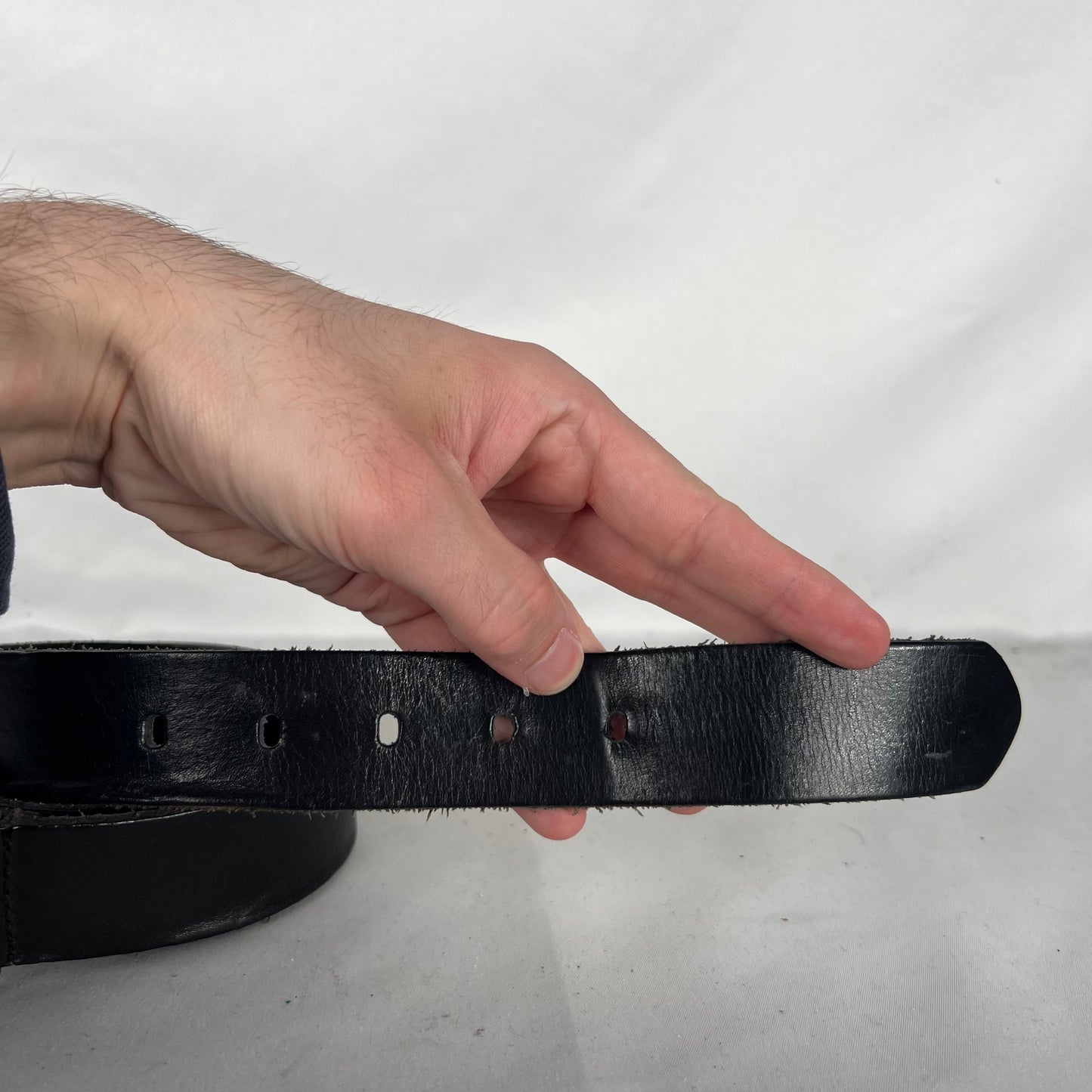00s Calvin Klein Black Leather Belt- 26"-30"