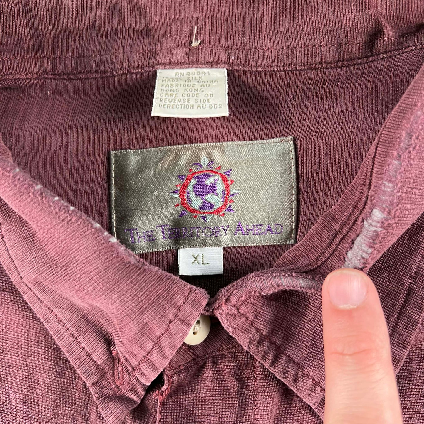 90s Safety Pinned/Thrashed Silk Shirt- XL