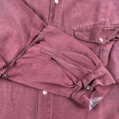 90s Safety Pinned/Thrashed Silk Shirt- XL