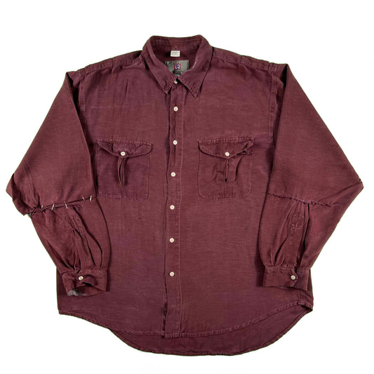 90s Safety Pinned/Thrashed Silk Shirt- XL