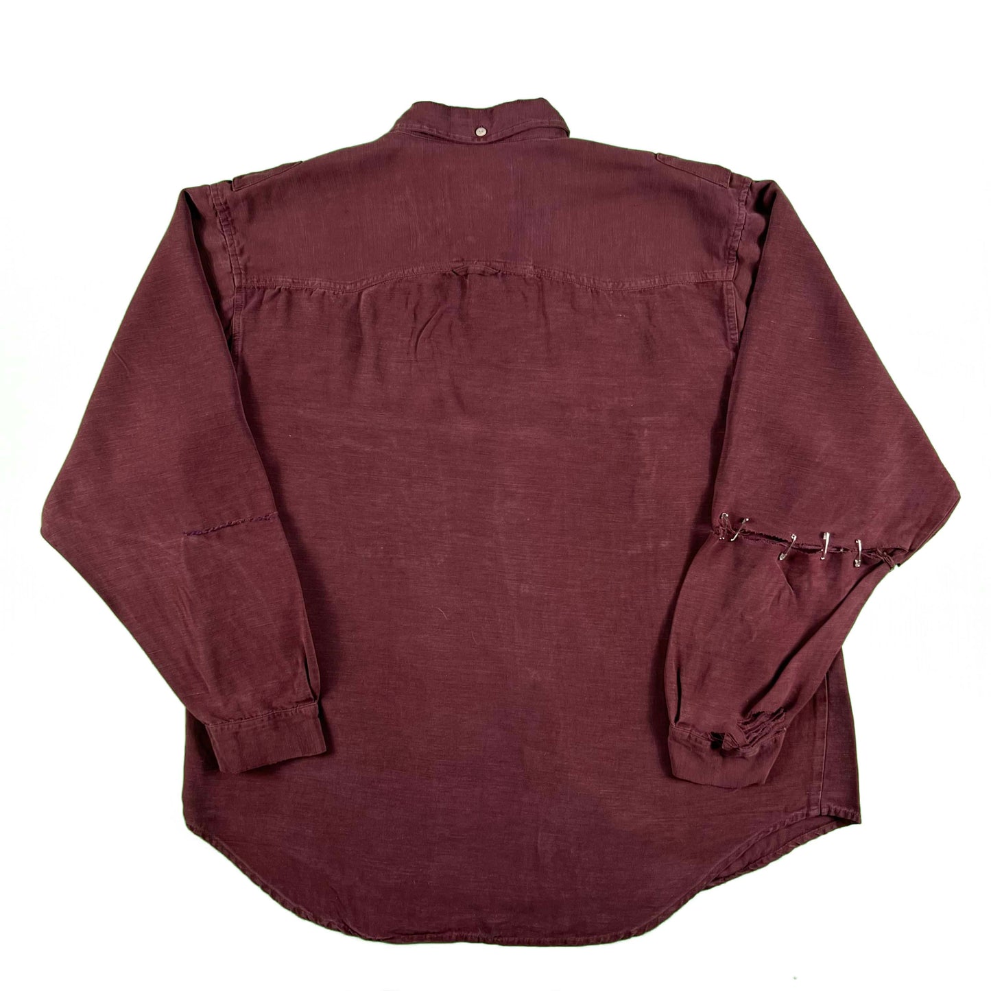 90s Safety Pinned/Thrashed Silk Shirt- XL