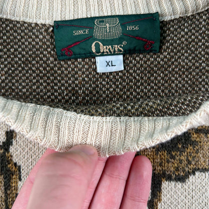 80s Orvis Dog Print Sweater- L
