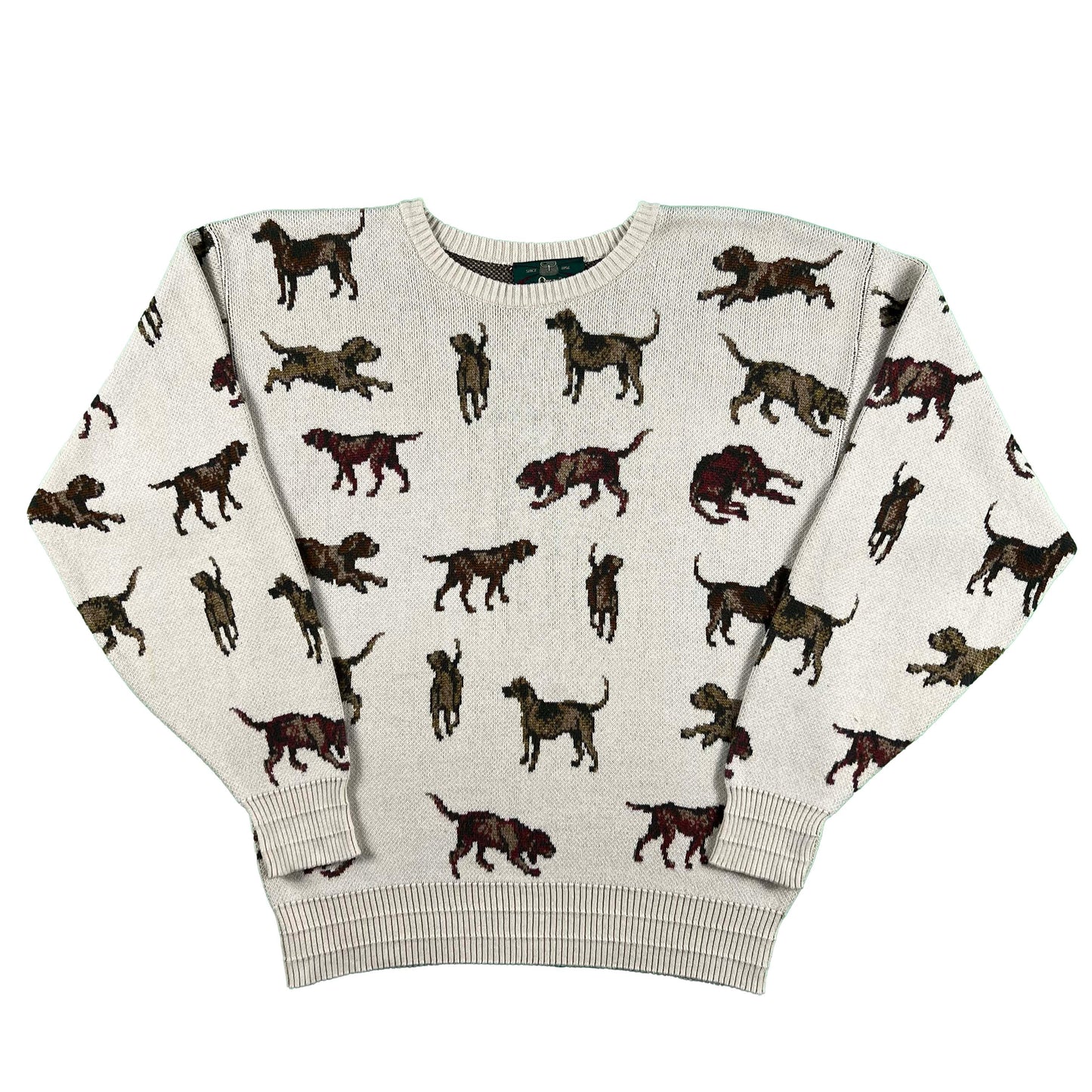 80s Orvis Dog Print Sweater- L