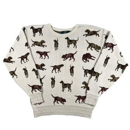 80s Orvis Dog Print Sweater- L