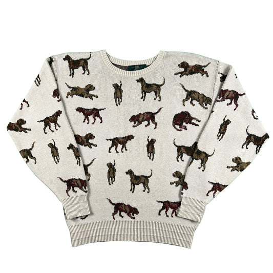 80s Orvis Dog Print Sweater- L