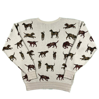 80s Orvis Dog Print Sweater- L