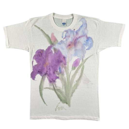 70s Paper Thin Painted Flowers Tee- M